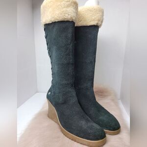 UGG Felicity Sherling Cuff Wedge Boot Womens Size 7